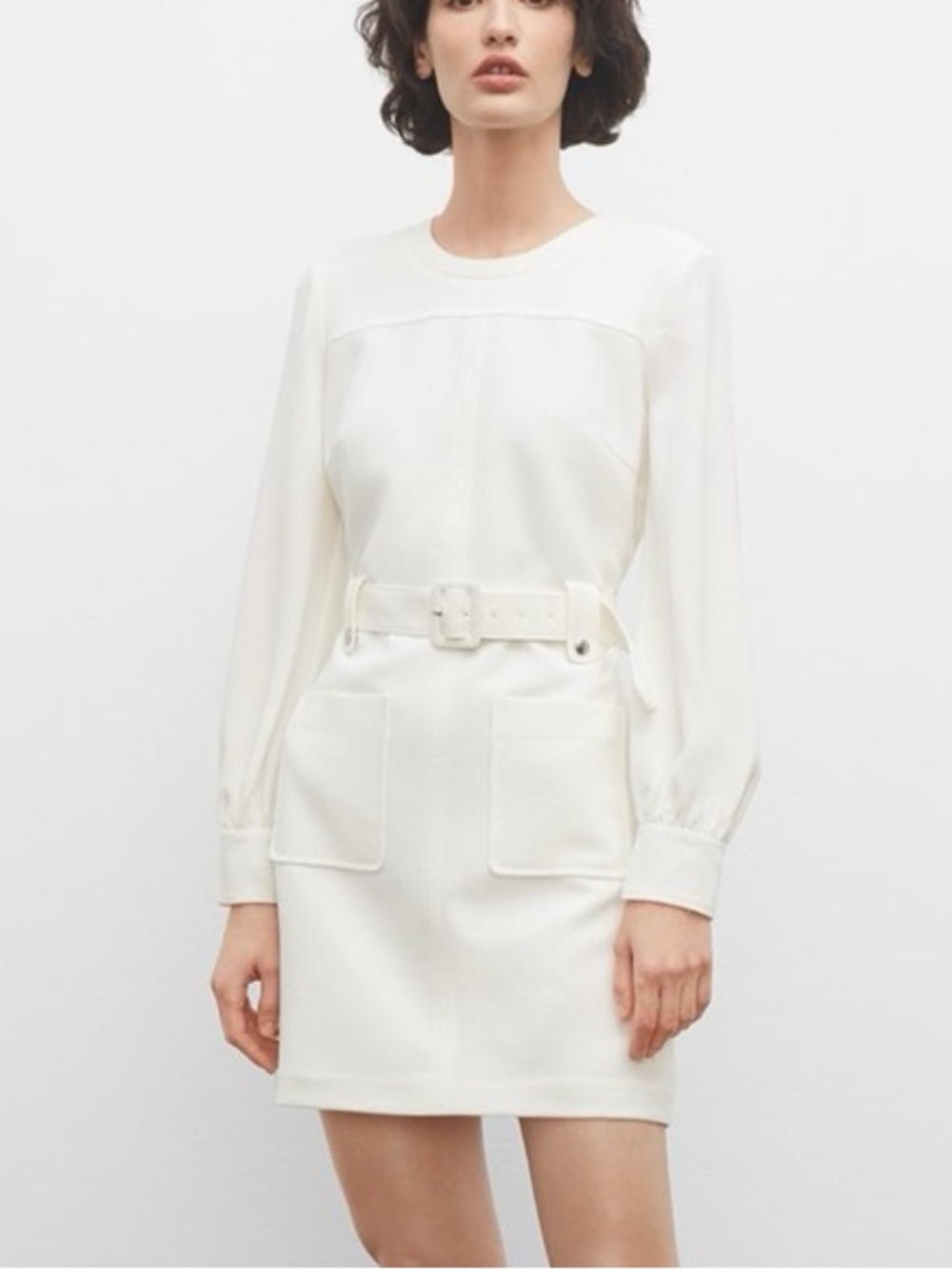 Club Monaco Long-Sleeve Belted Pocket Mini Dress